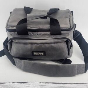 Kiwi Camera Bag Grey Canvas Multi-Pocket Shoulder Gear Bag with Padded Strap